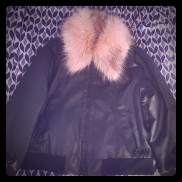 Plus Size thick leather jacket with removable fur - Picture 1 of 1